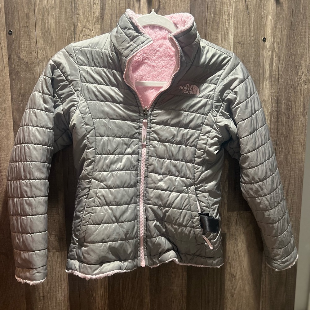 The North Face Kids/ Girls Silver Pink Puffer Jacket Girls 10/12 EUC
